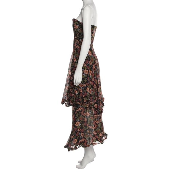 Nicholas Flowy Silk Gown SZ 2 Floral Chiffon Formal Maxi Dress Strapless Glam - Picture 5 of 15